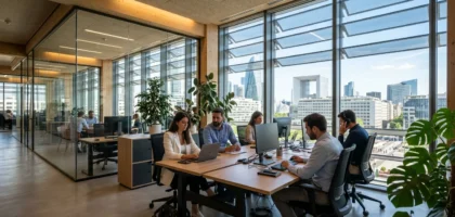 confort thermique bureau, vitrage contrôle solaire, menuiserie tertiaire Nanterre, protection solaire bureau, efficacité énergétique bureaux-image