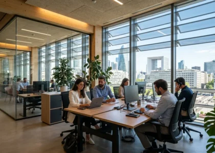 confort thermique bureau, vitrage contrôle solaire, menuiserie tertiaire Nanterre, protection solaire bureau, efficacité énergétique bureaux-image